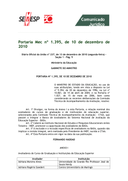 Portaria Mec n&ordm; 1.395, de 10 de dezembro de 2010