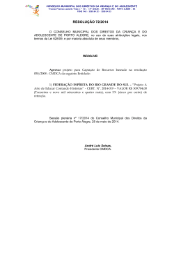 Resolução 072-2014 Certificado para Federação Espírita RS