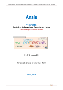 VI SEPEXLE Seminário de Pesquisa e Extensão em Letras