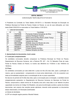 Nº RG Candidato Classificação 31 72279328 Fernanda Cristina