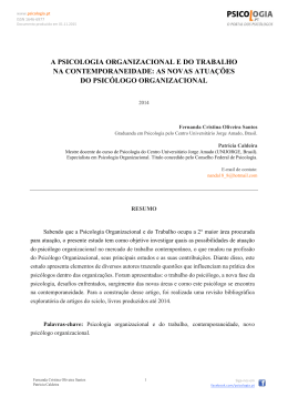a psicologia organizacional e do trabalho na contemporaneidade