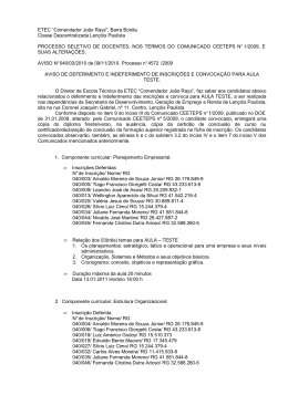 ETEC &ldquo;Comendador Jo&atilde;o Rays", Barra Bonita Classe