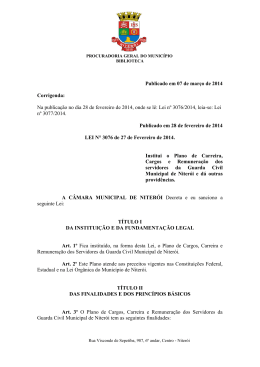 Publicado em 07 de mar&ccedil;o de 2012 - Procuradoria Geral do Munic&iacute;pio