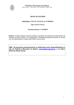 Retifica&ccedil;&atilde;o do Preg&atilde;o No. 050/2015