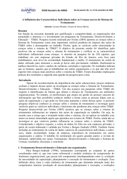 1 A Influ&ecirc;ncia das Caracter&iacute;sticas Individuais sobre as Cren&ccedil;as