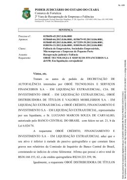 Decis&atilde;o proferida pelo Juiz da 2&ordf;. Vara de Fal&ecirc;ncias da