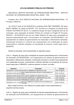 ATA DA SESSÃO PÚBLICA DO PREGÃO