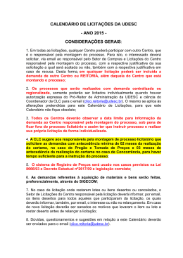 CALEND&Aacute;RIO DE LICITA&Ccedil;&Otilde;ES DA UDESC