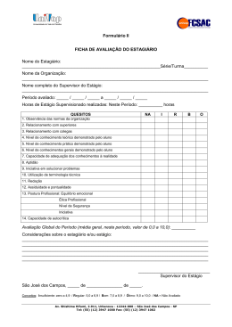 ESTÁGIO MODA - Formulário 2 - FICHA DE AVALIAÇÃO