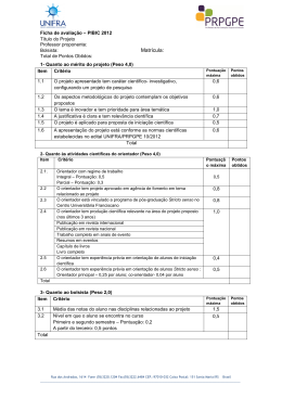 Ficha de avalia&ccedil;&atilde;o PIBIC
