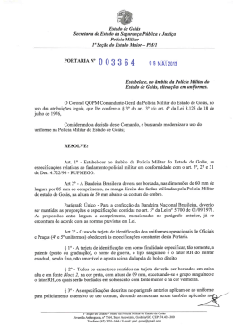 I Estado de Goi&aacute;s Secretaria de Estado da Seguran&ccedil;a P&uacute;blica e