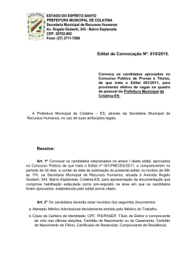 SEMURH n&deg; 002/2015 - Prefeitura Municipal de Colatina