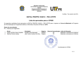 EDITAL PROPPG 10/2013 – PEC-UTFPR Lista de aprovados para o