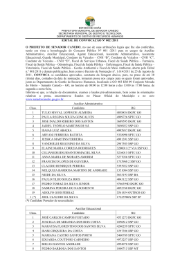 Edital de Convoca&ccedil;&atilde;o N&ordm; 002/2011
