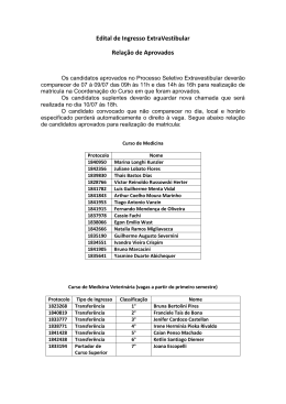 Edital de Ingresso ExtraVestibular Rela&ccedil;&atilde;o de Aprovados