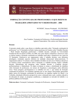 FORMAÇÃO CONTINUADA DE PROFESSORES: O QUE DIZEM OS
