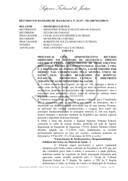 Fornecimento de Medicamentos e Responsabilidade Solid&aacute;ria