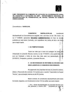 Recurso Administrativo - Impetrante: CONS&Oacute;RCIO DIEFRA