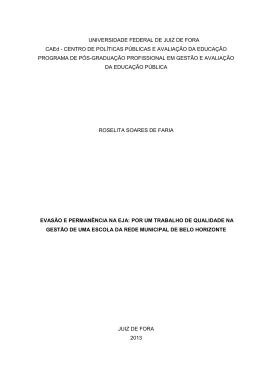 evas&atilde;o e perman&ecirc;ncia na eja - Mestrado em Gest&atilde;o e Avalia&ccedil;&atilde;o da