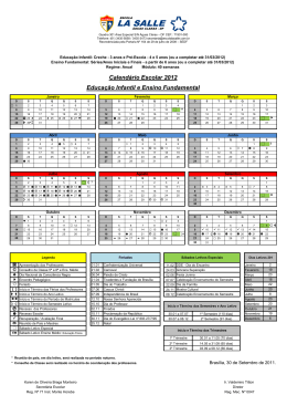 Calendário Escolar 2012 Educação Infantil e Ensino Fundamental