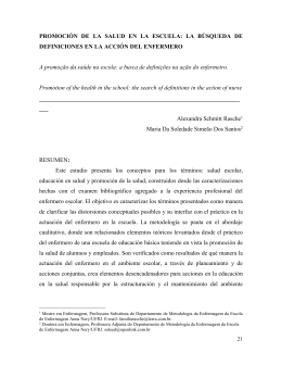 PROMOCI&Oacute;N DE LA SALUD EN LA ESCUELA: LA B&Uacute;SQUEDA DE