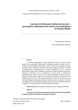 A pr&aacute;tica de Educa&ccedil;&atilde;o Ambiental escolar e percep&ccedil;&otilde;es ambientais