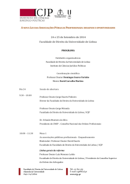 24 e 25 de Setembro de 2014 Faculdade de Direito da