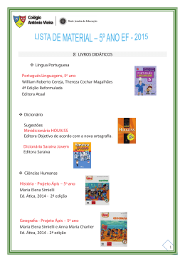 Lista de livros e materiais - 5º ano EF