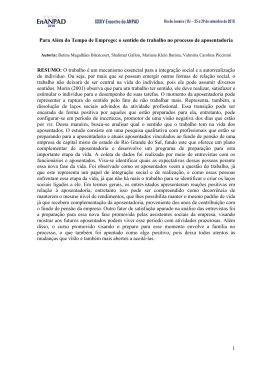 1 Para Al&eacute;m do Tempo de Emprego: o sentido do trabalho