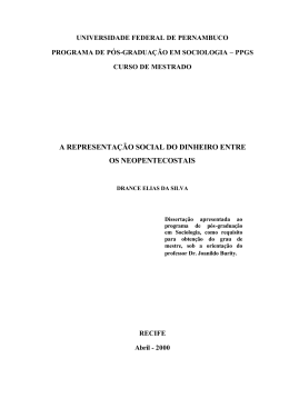 a representa&ccedil;&atilde;o social do dinheiro entre os neopentecostais