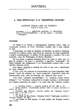 "res speratae" e o "shoping center" Por