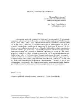 Educa&ccedil;&atilde;o Ambiental nas Escolas P&uacute;blicas.