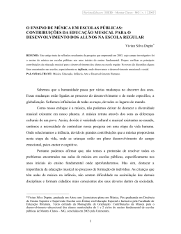 O ENSINO DE M&Uacute;SICA EM ESCOLAS P&Uacute;BLICAS