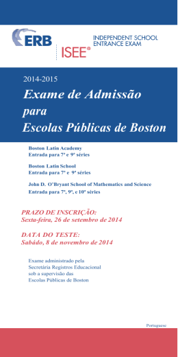 Exame de Admiss&atilde;o para Escolas P&uacute;blicas de Boston
