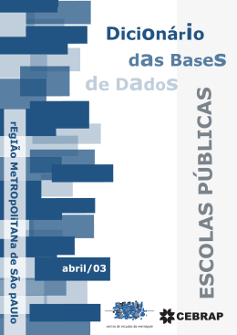 Dicion&aacute;rio da base de dados de Escolas P&uacute;blicas na Regi&atilde;o