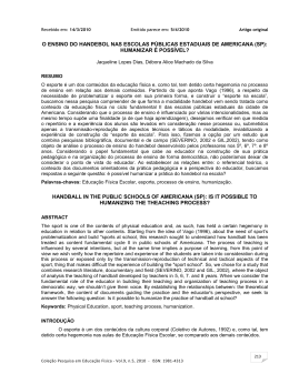 O ENSINO DO HANDEBOL NAS ESCOLAS PÚBLICAS ESTADUAIS