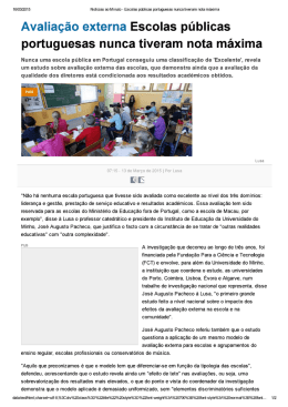 Escolas públicas portuguesas nunca tiveram nota máxima