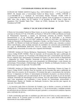 UNIVERSIDADE FEDERAL DE MINAS GERAIS EXTRATO DE