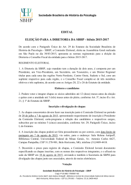 Edital Regimento Eleitoral SBHP 2015