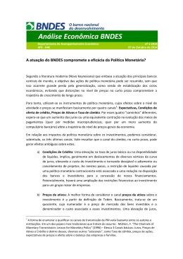 atua&ccedil;&atilde;o do BNDES compromete a efic&aacute;cia da Pol&iacute;tica Monet&aacute;ria
