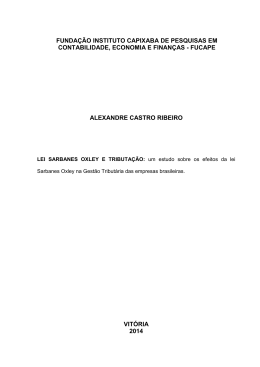 RIBEIRO, Alexandre Castro. Lei Sarbanes Oxley e tributa&ccedil;&atilde;o