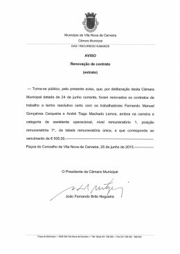 AVISO - C&acirc;mara Municipal de Vila Nova de Cerveira