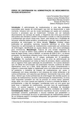 erros de enfermagem na administra&ccedil;&atilde;o de medicamentos