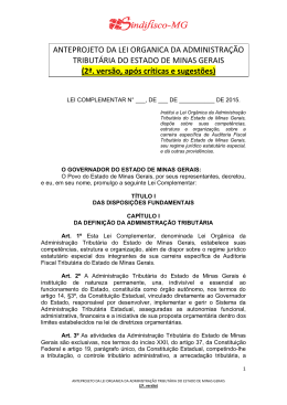 ANTEPROJETO DA LEI ORGANICA DA - Sindifisco-MG