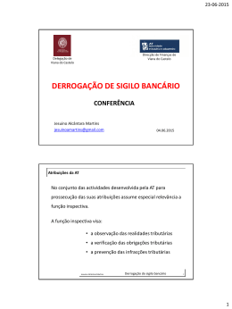 DERROGA&Ccedil;&Atilde;O DE SIGILO BANC&Aacute;RIO