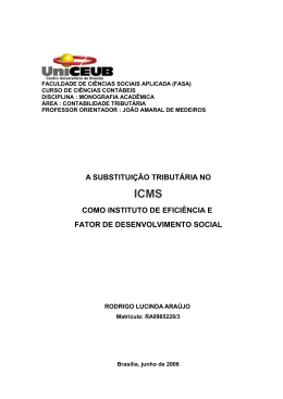 a substitui&ccedil;&atilde;o tribut&aacute;ria no como instituto de efici&ecirc;ncia e fator de