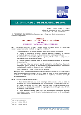 LEI N&ordm; 8.137, DE 27 DE DEZEMBRO DE 1990.