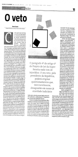"O Veto.", por Sacha Calmon, matéria publicada em 25/02/2007
