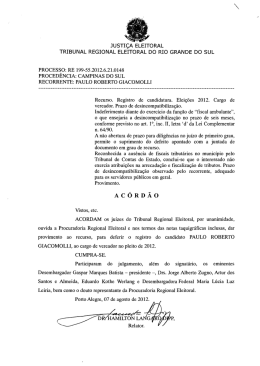 Ac&oacute;rd&atilde;o - processo RE19955 - Tribunal Regional Eleitoral do Rio