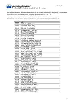 Resultado Preliminar de Isen&ccedil;&atilde;o